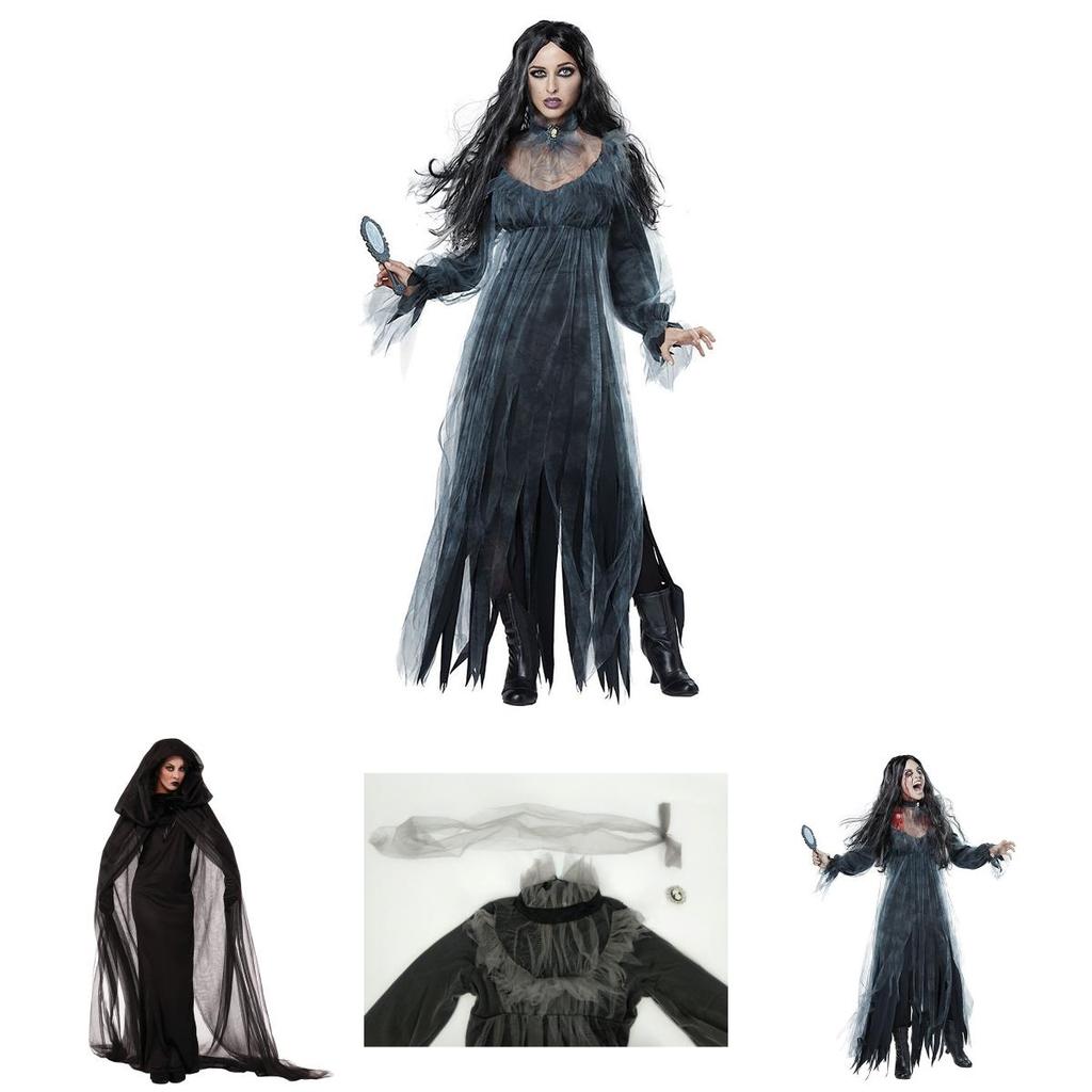 Female Zombie Bride Costume Halloween Cosplay Party Ghost Witch Or Vampire Outfit Polyester Fabric