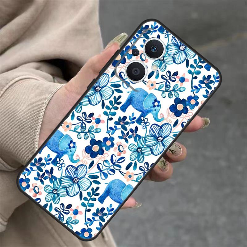 Cute Elephant Case For OPPO Reno 11 F 10 Pro 4 5 6 7 8 Lite 4Z 5Z 8T OPPO Find X3 X2 Lite X6 X5 Pro Cover