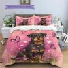 Pink Rottweiler Pattern Bedding Home Decoration Birthday Gift (1 * duvet cover + 2 * pillowcase, without core)