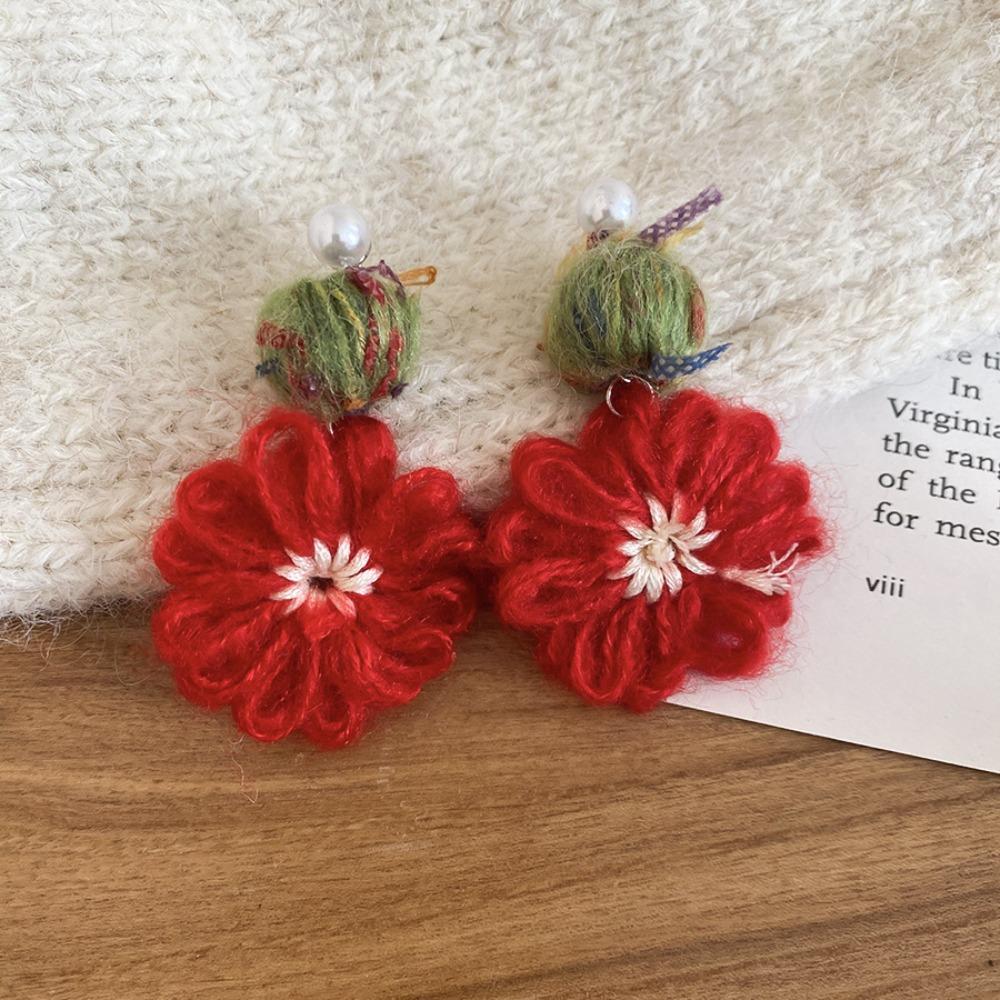 Cute Flower Crochet Earrings Temperament Bohemia Dangle Earrings Daisy Flower Earrings Daily