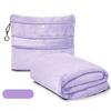 Travel Blanket Soft Fleece 2-in-1 Foldable Pillow Combo Flights Camping Car Trips Airplane Pillow Blanket with Luggage Strap