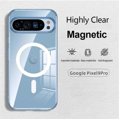 Clear Acrylic Magnetic For Case For Google Pixel 6 7 8 9 10 Pro XL 9A 8A 7A 6A Wireless Charge Shockproof Cover