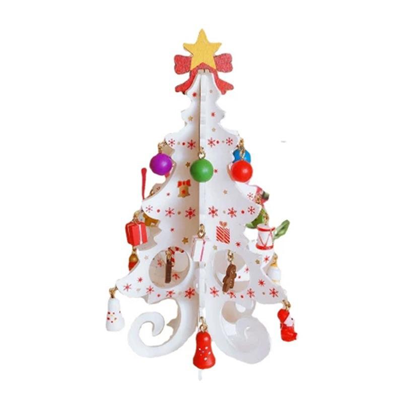 Wooden Christmas Tree with Mini Ornaments - Holiday Decorations & Gifts