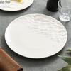 Pure White Half Rock Textured Ceramic Dinner Plate Steak Plate Dessert Plate Pasta Plates Molecular Cuisine Specialty Tableware