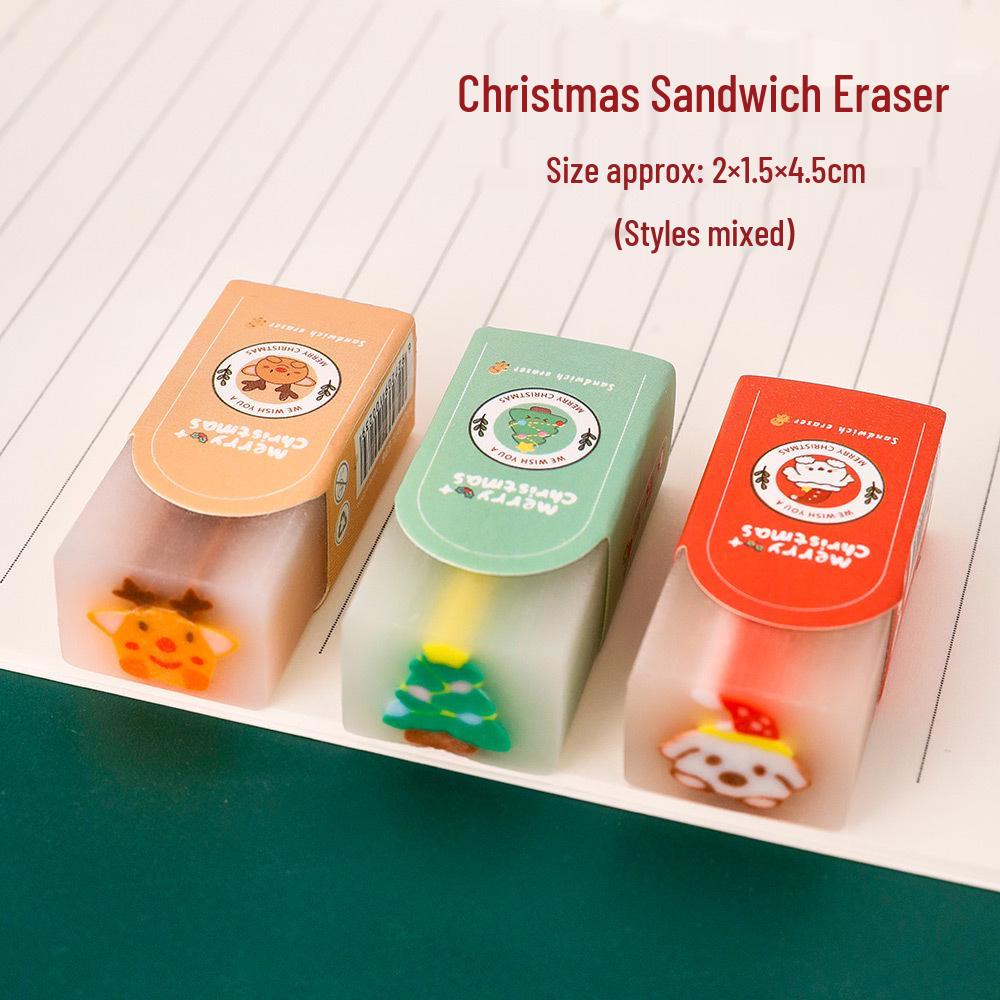 

Рождественский мультяшный ластик: Идеально для студентов - Идеально для экзаменов, эскизов и рисования без следов Christmas Eraser