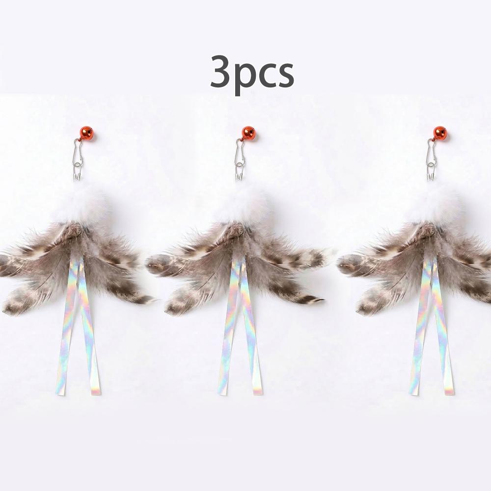 

6pcs Random Color Cat Sticker Replacement Head Feather Cat Toy Interactive Pet Toys For Kitten