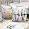 4Pcs/Set Watercolor Wildflower Throw Pillow Covers, Sweet Home Love Lives Here Cushion Cases, Polyester/Linen, Boho Home Decor