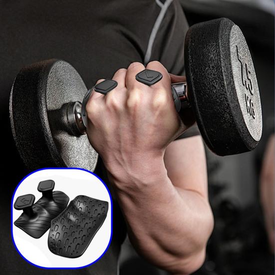 1 Pair Anti-Slip Silicone 2-Finger Workout Grips Men Women Palm Protection Weight Lifting Dumbbell Deadlift Pull-Up Grippers Gym Training Exercise