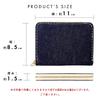 Trendy Yamagishi Denim and Leather Bellows Simple Bifold Wallet for Men and Women, Card Slots, Bill Compartment, Round Zipper, Kojima Denim, Gold