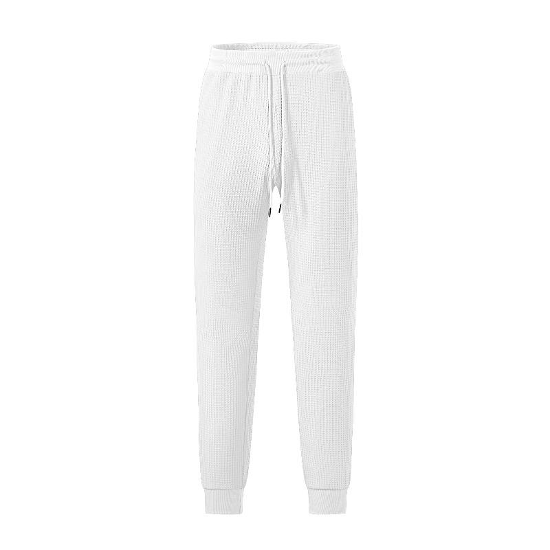 Men's Summer Sports Casual Loose Breathable Solid Color Waffle Men's Tether Pants Casual Pants