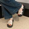 Fashion Fashion Simple and Versatile Platform Belt Buckle Sandals Women's Summer New Round Toe Metal Buckle Heightened Roman Shoes