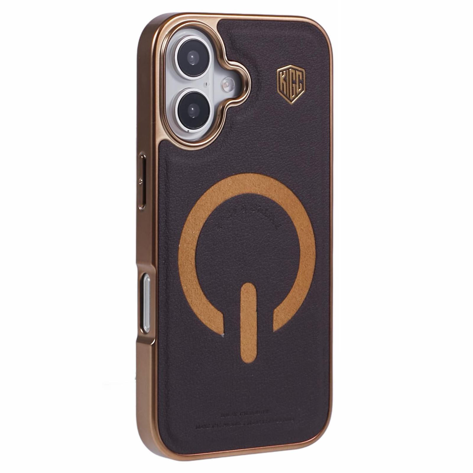 KIGC For iPhone 16 Case Compatible with MagSafe Leather+PC+TPU Back Cover A