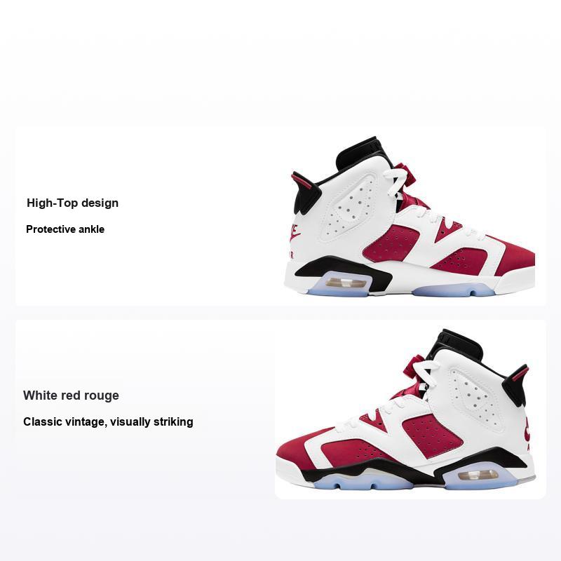 Air Jordan 6 Retro GS Carmine 2021 Kids Sneakers White Black 384665-106