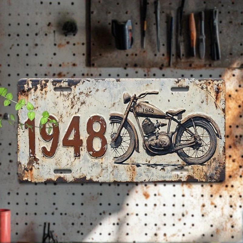 Motorcycle Souvenir License Plate, Metal Auto Wall Decor 15x30cm