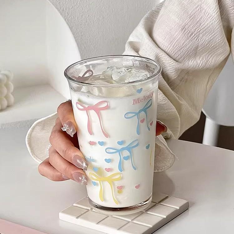 Trendy Clear Glass Cup with Letter Print for Juice, Milk, and Coffee