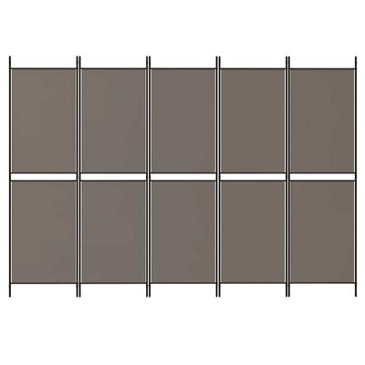 5 Piece Folding Screen Anthracite 250 X 200 Cm Fabric