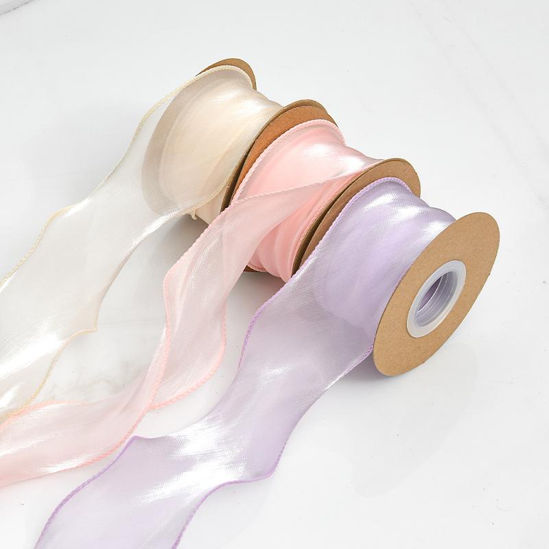 Fishtail Yarn Breeze Satin Glossy Ribbon Hibiscus Satin Curly Ribbon Flower Jellyfish Lights Cake Decoration Border Ribbon Crafts Making Ribbons