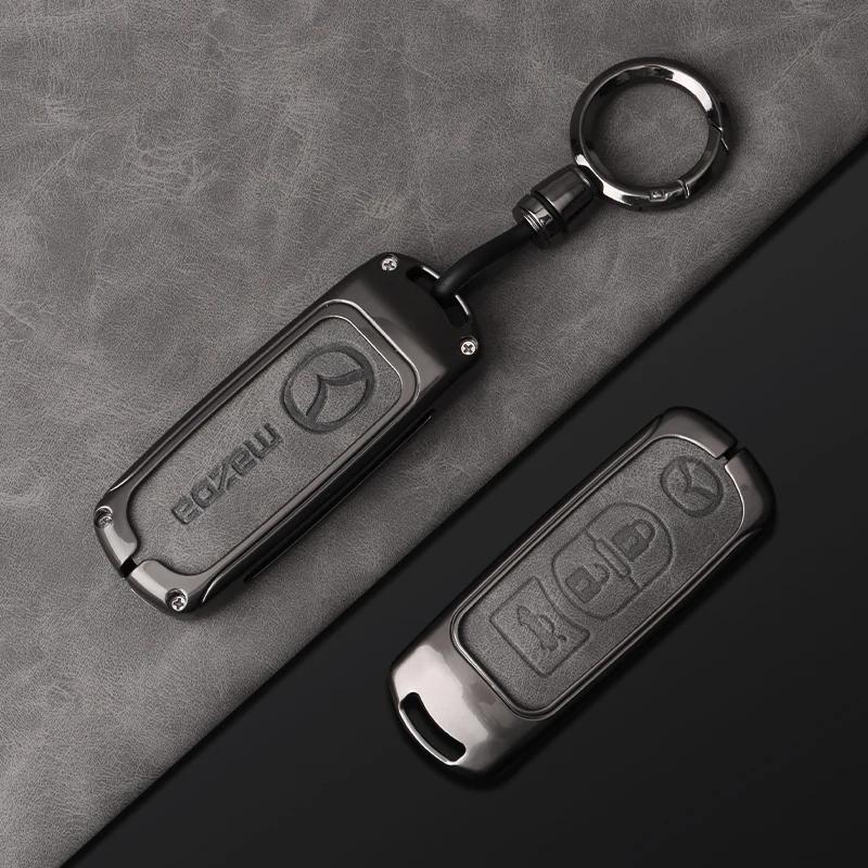 2025 Hot 2/3 Buttons Leather Car Key Cover Key Case For Mazda 2 3 6 Axela Atenza CX-5 CX5 CX-3 CX-7 CX8 CX-9 2016 2017 2018 Acce