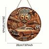 2D Route 66 Metal Sign, Vintage Tin Plaque for Bar Cafe Garage, Retro Wall Art Decor
