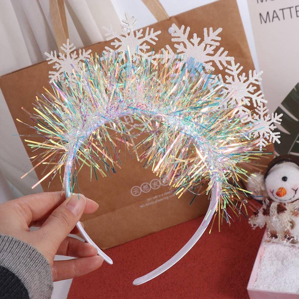 Sequin Christmas White Snowflake Headbands Plastic Non-slip Snowflake Headdress Exquisite Wear-resistant Cosplay Headbands
