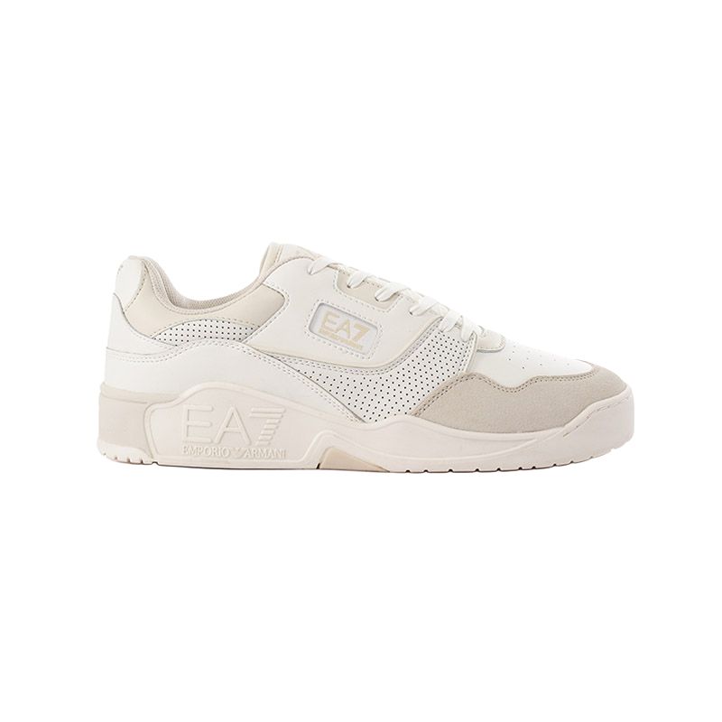 Emporio Armani EA7 Fabric Leather Color Block Lace-Up Thick Sole Low-Top Casual Shoes Unisex sneakers Off-White X8X187XK402U265