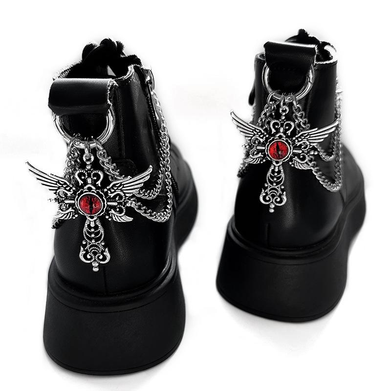 1pc Devil Eye Titanium Steel Shoe Chain Metal Entagram Pendant Women Shoes Decoration Accessories Boots Shoe Party Diy Jewelry