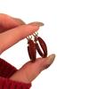 Angkor Red Small Hoop Earrings: Retro Design, 925 Silver Needle