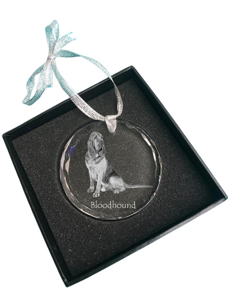 Bloodhound, St. Hubert Hound, Sleuth-hound - crystal bauble with a photo, dog photo in crystal, personalized Christmas tree ornament by Art-Dog brand