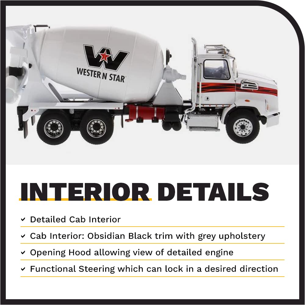 DIECAST MASTERS Western Star 4700 SB Concrete Mixer White Drum 71035 Cab/White