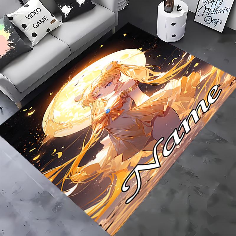 Customizable Name Sailor Moon Mat-Non Slip Backing,Suitable for Living Room, Bedroom,Bathroom-Soft,Durable,Perfect Gift