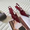 Fashion New Summer Fashion Shoes Pointed Toe Toe Toe Shallow Buckle Sandals Patent Leather Shiny Sandals Women Sandalias De Mujer