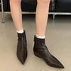 Módní dámské kotníkové strečové boty na nízkém podpatku se zipy Boty Módní špičaté dámské moderní krátké boty Boty