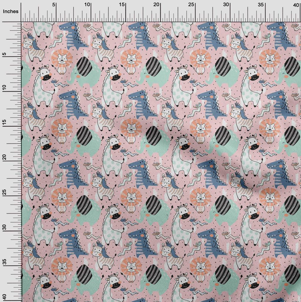 oneOone Cotton Flex Amethyst Fabric Kids Cutie Animal Sewing Material Print Fabric by The Yard 40 Inch