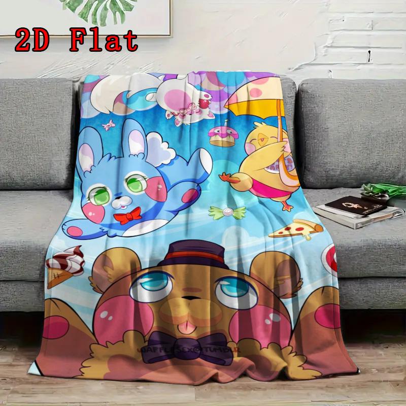 cartoon plush bear print 2D Flat Pattern Flannel Blanket High quality All Seasons Warmth and Comfort Perfect for Christmas Gifts.P260914491
