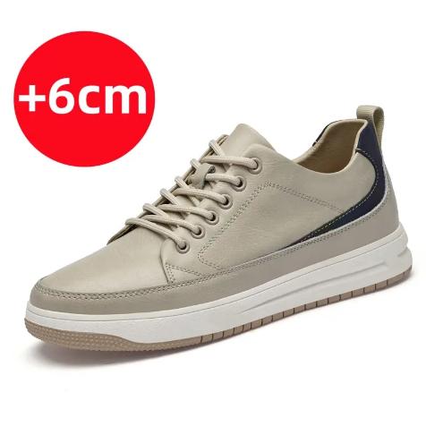 Scarpe Uomo in Vera Pelle Marca Italiana Suola Morbida Comoda Soletta 6 Centimetri Scarpe Oxford Casual da Uomo Sneaker da Esterno