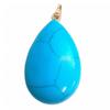 Large Teardrop Pendant In Dark Blue Howlite Synth 4cm High + Chain