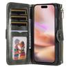For iPhone 16 Plus Magnetic Case Detachable PU Leather Zipper Wallet Cover