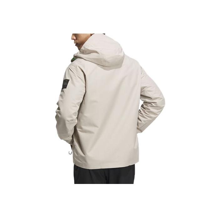 Adidas X National Geographic Rain.Rdy Printed Pattern Outdoor Fleece-Lined 3-In-1 Sports Hooded Jacket Men Outerwear Lead-White IL8961
