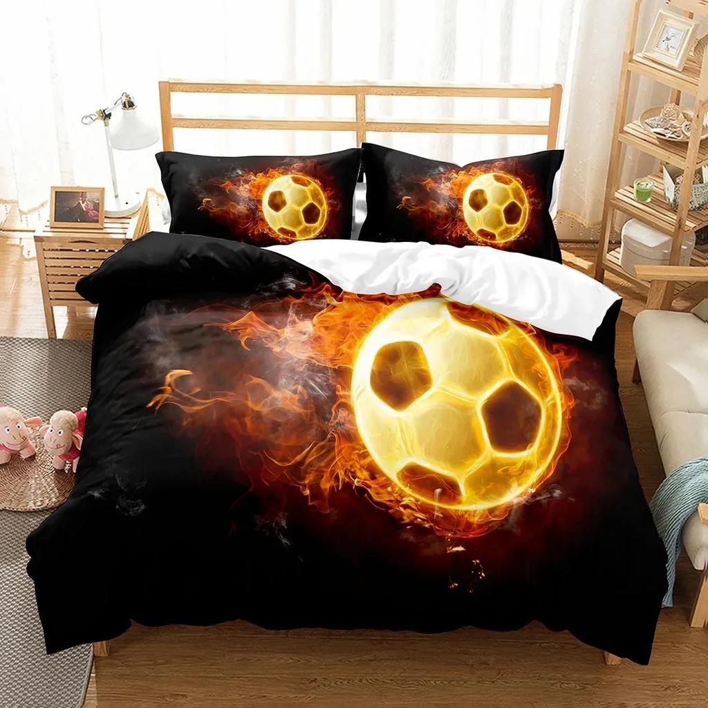 Soccer Sport Theme Comfortable Duvet Quilt Cover Pillowcase Bedding Set Children Bedroom Decoration Home Textile