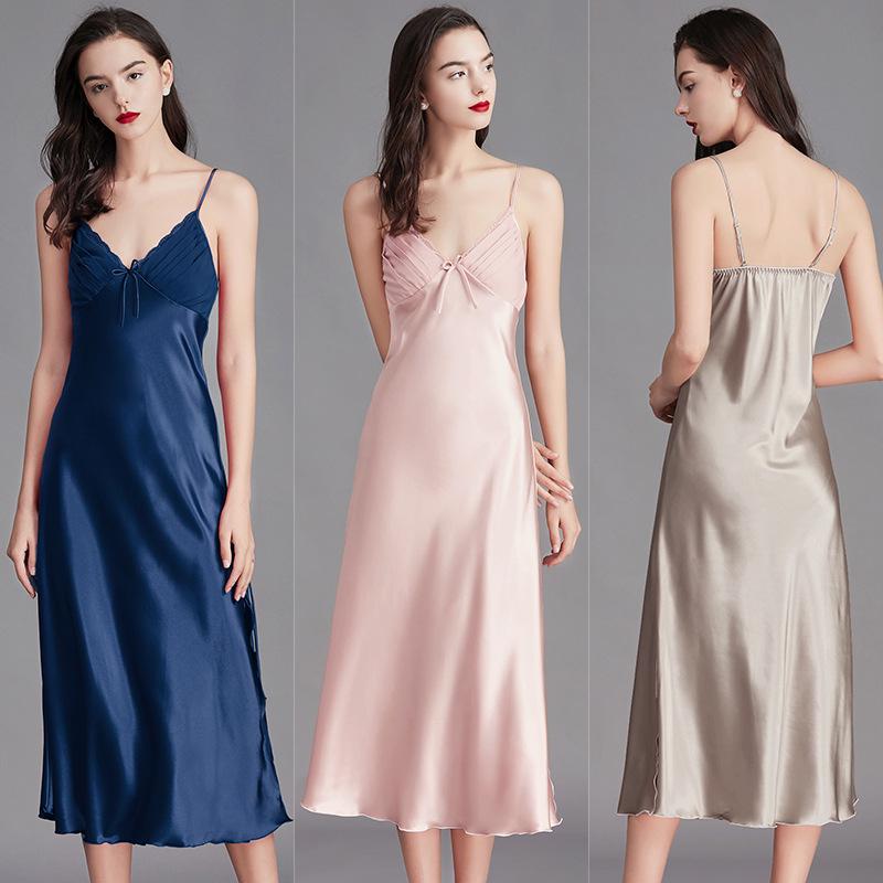 Yaoting Plus Size Ice Silk Camisole Nightdress for Women - Sexy Summer Loungewear CQ311