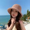 Summer hollow breathable knitted fisherman hat with rolled edge basin hat, fashionable sun protection and sunshade hat for women