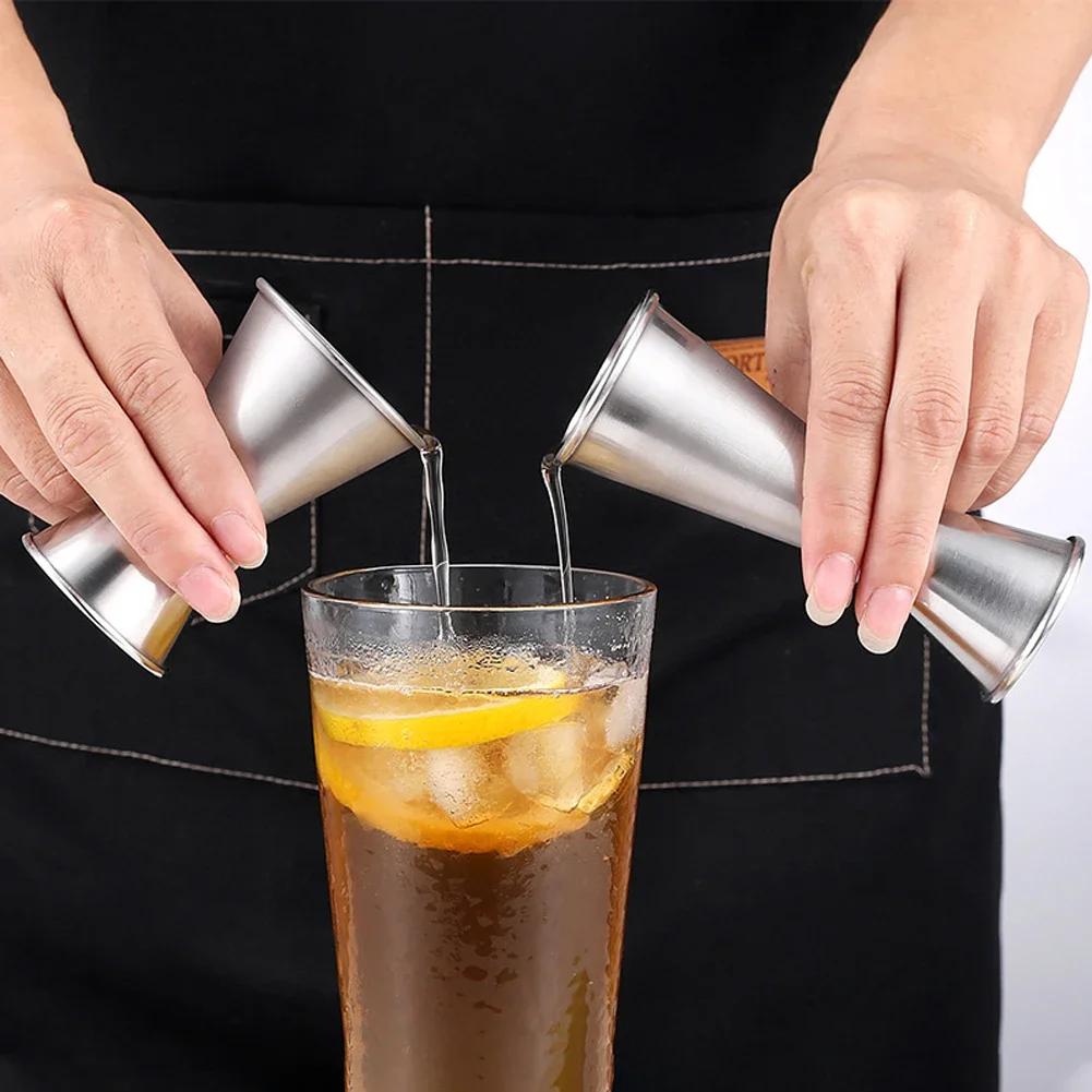 15/30ml 25/50ml 30/60ml Stainless Steel Measuring Cups Bar Party Wine Cocktail Shaker Dual Shot Jigger Liquid Drinks DIY Tool