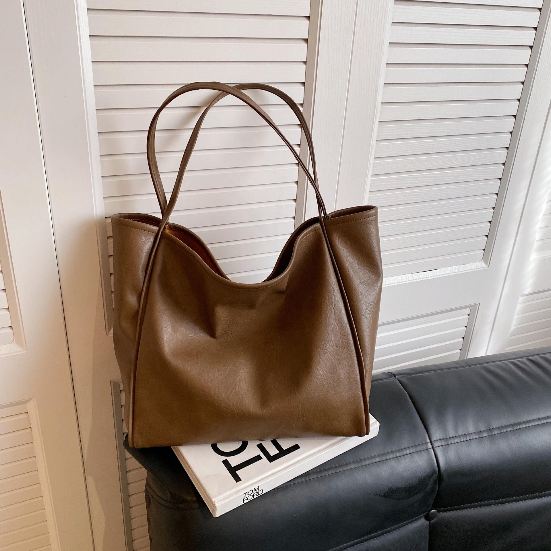 

Вместительная ниша, повседневная, универсальная, простая, модная, текстура ПУ, на плечо, сумка-тоут