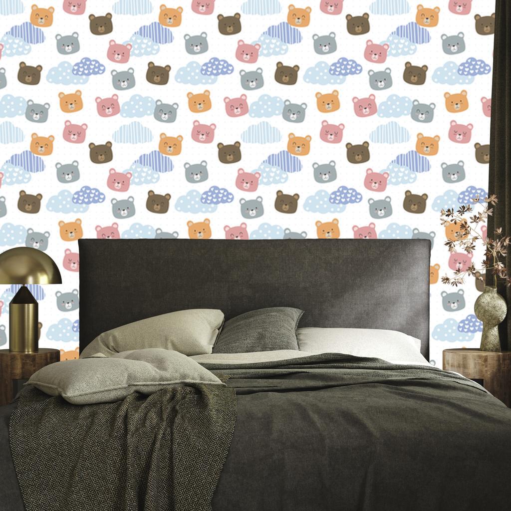 Teddy Bears Among Dots Wallpaper for Living Room and Bedroom 50x1000
