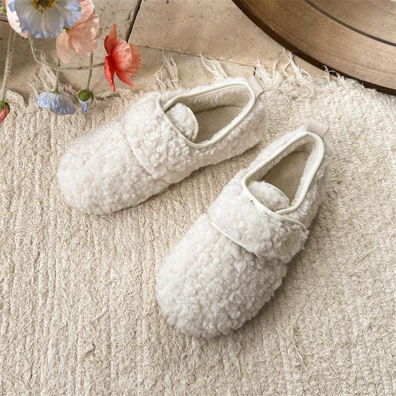 

Милые хлопковые туфли Мао Мао, новые универсальные туфли-дуду на толстой подошве на осень и зиму 2025, бархатные детские хлопковые туфли 35