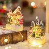 Cute Christmas House Ornaments Resin Miniature Figurine Sculptures House Statue Light  Festival
