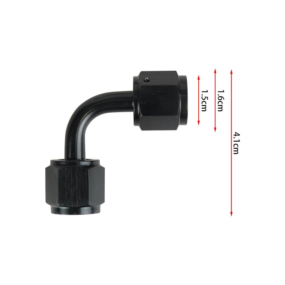 AN4/AN6/AN8/AN10 Unión Hembra a Hembra Recta 0°/45°/90° Grados Adaptadores de Racor Giratorio para Extremo de Manguera Aluminio Anodizado Negro