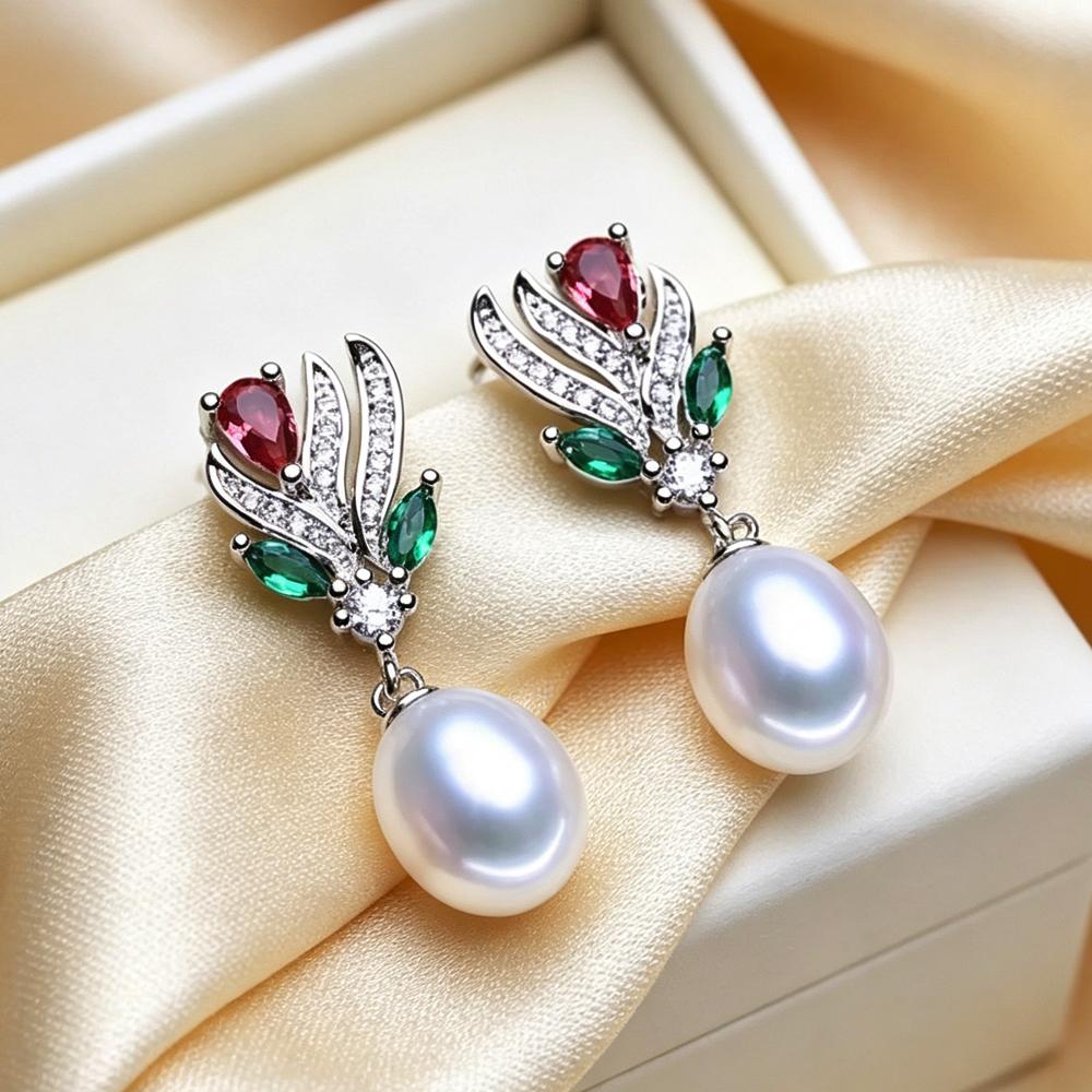 Natural Freshwater Pearl Earrings ,Drop Pearl Earring For Women Fine Jewelry Wife Girl Birthday Gift
