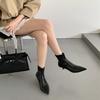 2025 Autumn New Fashion Soft Leather Back Zipper Low Tube Pointed Head Thin Heel Thin Internet Celebrity Martin Short Boots Women
