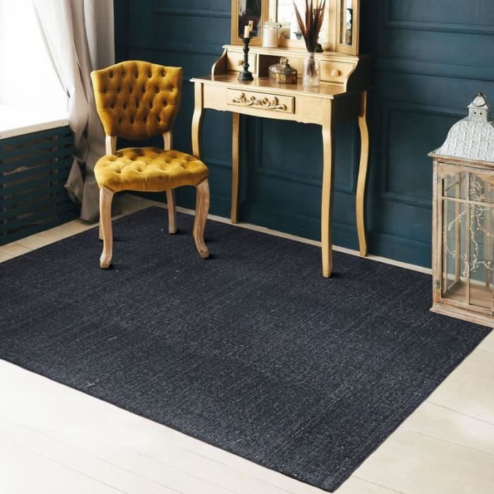 Living Room Rug In Blue-grey Wool Cotton 120x170 Cm